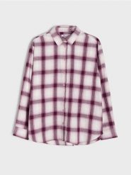 Flanelowa koszula w kratę z domieszką bawełny - wielobarwny. Koszule Sinsay, l, bez wzorów, z bawełny, bez kołnierzyka, bez ramiączek. Za 49.99 zł.