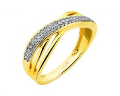 Pierścionek z żółtego złota z diamentami - 0,15 ct - próba 585. Żółte pierścionki Apart, z diamentem, złote. Za 3,090.00 zł.
