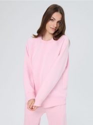 Bluza crewneck - różowy. Czerwone bluzy Sinsay, l, bez wzorów, bez kaptura. Za 35.99 zł.