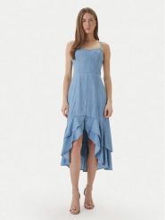 Guess Sukienka jeansowa W6GK89 D0908 Niebieski Slim Fit. Niebieskie sukienki Guess, m, z aplikacjami, z jeansu, bez kołnierzyka, bez ramiączek. Za 614.99 zł.