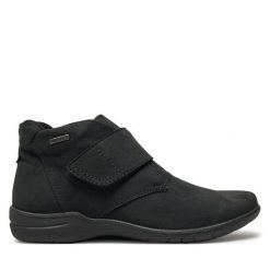 Botki Josef Seibel. Czarne botki Josef Seibel, bez wzorów, bez obcasa, na płaskiej podeszwie, bez zapięcia. Za 449.99 zł.