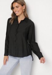 Czarna Wiskozowa Koszula o Klasycznym Kroju Sovnella. Czarne koszule Born2be, l, bez wzorów, z jeansu, eleganckie, bez kołnierzyka, bez ramiączek. Za 49.99 zł.