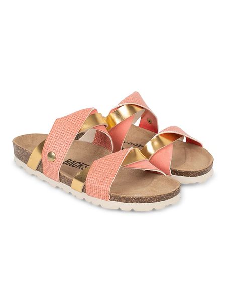 BACKSUN Klapki "Balina" w kolorze złoto-jasnoróżowym rozmiar: 38. Różowe klapki Backsun, bez wzorów, z otwartym noskiem, bez obcasa. Za 153.71 zł.