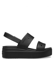Crocs Sandały Brooklyn 4U 210676 Czarny. Czarne sandały Crocs, bez wzorów, z tworzywa sztucznego, bez obcasa, na płaskiej podeszwie, bez zapięcia. Za 259.99 zł.
