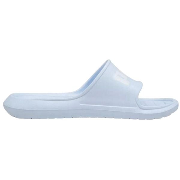 Damskie Klapki Divecat V2 Lite Sliders. Niebieskie klapki Puma, bez wzorów, z materiału, bez obcasa. Za 109.99 zł.