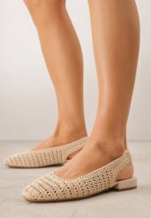 Beżowe Szydełkowe Balerinki VICES z Odkrytą Piętą Jilryss. Brązowe baleriny Born2be, bez wzorów, bez obcasa. Za 99.99 zł.