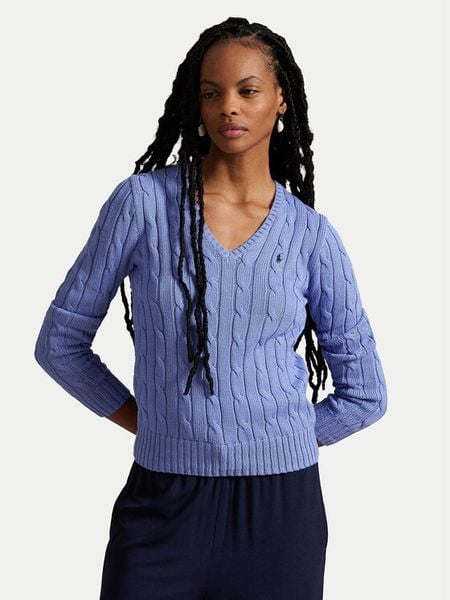 Polo Ralph Lauren Sweter 211971870005 Błękitny Slim Fit. Niebieskie swetry Polo Ralph Lauren, xs, bez wzorów, z bawełny, bez ramiączek. Za 949.99 zł.