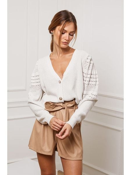 Joséfine Kardigan "Cuvillier" w kolorze kremowym rozmiar: S. Brązowe kardigany Joséfine, s, bez wzorów, z kaszmiru. Za 131.12 zł.