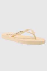 EA7 Złote klapki japonki. Żółte klapki EA7 Emporio Armani, bez wzorów, bez obcasa. W wyprzedaży za 139.99 zł.