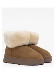 NICEBAY Skórzane botki zimowe "Freya" w kolorze jasnobrązowym rozmiar: 37. Brązowe botki NICEBAY, na zimę, bez wzorów, z materiału, bez obcasa, bez zapięcia. Za 217.99 zł.