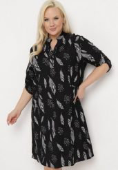 Czarna Sukienka Szmizjerka z Guzikami przy Dekolcie z Podwijanymi Rękawami Ketella. Czarne sukienki Born2be, do pracy, xl, z aplikacjami, biznesowe, bez kołnierzyka, bez ramiączek, midi, kopertowe. Za 59.99 zł.