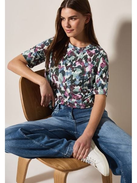 Cecil Koszulka w kolorze fioletowo-miętowo-białym rozmiar: S. Różowe bluzki Cecil, s, bez wzorów, bez kołnierzyka, bez ramiączek. Za 69.91 zł.