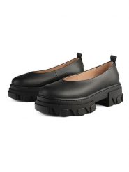 Loft37 Skórzane baleriny "Straight Up" w kolorze czarnym rozmiar: 36. Czarne baleriny loft37, bez wzorów, bez obcasa, na platformie. Za 347.99 zł.