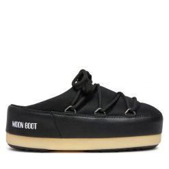 Klapki Moon Boot. Czarne klapki Moon Boot, bez wzorów, bez obcasa. Za 629.99 zł.