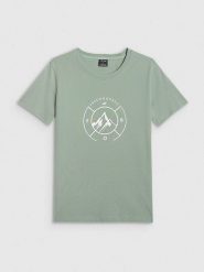 4F Koszulka w kolorze zielonym rozmiar: XXL. Zielone bluzki 4f, xxl, bez wzorów, z bawełny, bez kołnierzyka, bez ramiączek. Za 56.66 zł.