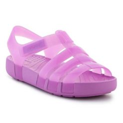 Sandały Crocs Isabella Jelly Sandal 209837-6WQ fioletowe. Fioletowe sandały bez wzorów, sportowe, bez obcasa, bez zapięcia. Za 303.63 zł.