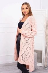 Sweter z geometrycznym wzorem pudrowy róż. Czerwone swetry KESI, l, bez wzorów, z wełny, bez ramiączek. Za 158.92 zł.