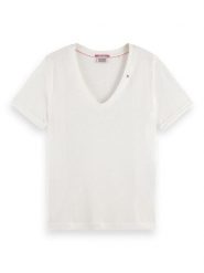 Scotch & Soda Koszulka w kolorze białym rozmiar: M. Białe bluzki Scotch & Soda, m, bez wzorów, bez kołnierzyka, bez ramiączek. Za 127.35 zł.