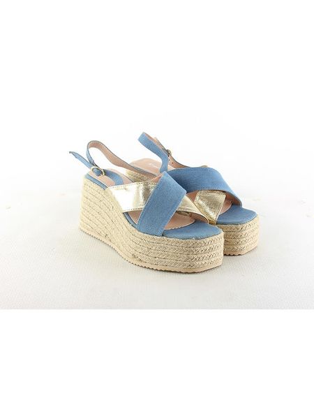 Poti Pati Sandały w kolorze niebieskim na koturnie rozmiar: 40. Niebieskie sandały Poti Pati, bez wzorów, z otwartym noskiem, bez obcasa, na koturnie, bez zapięcia. Za 70.57 zł.