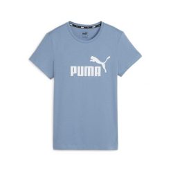Damska koszulka z logo Essentials PUMA Zen Blue. Niebieskie bluzki Puma, m, bez wzorów, klasyczne, bez kołnierzyka, bez ramiączek. Za 112.94 zł.