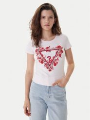 Guess T-Shirt W6RI23 J1314 Różowy Regular Fit. Czerwone t-shirty Guess, m, z aplikacjami, z bawełny, bez kołnierzyka, bez ramiączek. Za 199.99 zł.