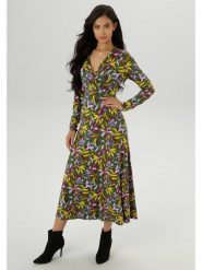 Aniston Sukienka w kolorze ciemnozielono-żółtym rozmiar: 36. Zielone sukienki Aniston, bez wzorów, bez kołnierzyka, bez ramiączek, maxi. Za 90.95 zł.