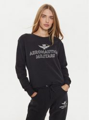 Aeronautica Militare Bluza 242FE1971DF567 Czarny Regular Fit. Czarne bluzy AERONAUTICA MILITARE, s, bez wzorów, z bawełny, bez kaptura. Za 319.99 zł.