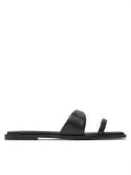 Calvin Klein Klapki Flat Slide Lth HW0HW02071 Czarny. Czarne klapki Calvin Klein, bez wzorów, ze skóry, bez obcasa. Za 269.99 zł.