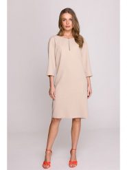 Stylove Sukienka w kolorze beżowym rozmiar: XXL. Brązowe sukienki Stylove, na co dzień, xxl, z aplikacjami, bez kołnierzyka, bez ramiączek, maxi, proste. Za 341.45 zł.