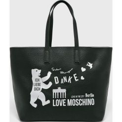 Love Moschino - Torebka. Czarne torby na ramię Love Moschino, bez wzorów, z materiału, casualowe, na ramię, duże, bez dodatków. W wyprzedaży za 399.90 zł.