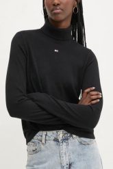 TOMMY JEANS Czarny damski golf, Rozmiar M. Czarne golfy Tommy Jeans, m, bez wzorów, z jeansu, bez ramiączek. W wyprzedaży za 329.99 zł.