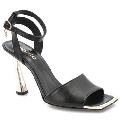 Sandały damskie Chebello, cholewka ze skóry naturalnej elegancki metaliczny obcas zapinanie na sprzączkę, czarne, 5060_-160-000-PSK-S135. Czarne sandały CheBello, bez wzorów, ze skóry, eleganckie, bez obcasa, na obcasie, bez zapięcia. Za 539.00 zł.