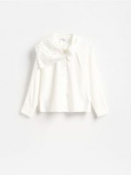 Koszula z modalem - biały. Białe koszule Reserved, l, bez wzorów, z tkaniny, bez kołnierzyka, bez ramiączek. Za 139.99 zł.