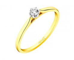 Pierścionek z żółtego i białego złota z brylantem - 0,08 ct - próba 585. Białe pierścionki Apart, z brylantem, złote. W wyprzedaży za 1,323.00 zł.
