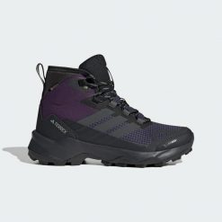 Buty trekkingowe Terrex Skychaser AX5 Mid GORE-TEX CLIMAWARM+. Fioletowe trekkingi Adidas, z gore-texu, wspinaczkowe. Za 699.00 zł.