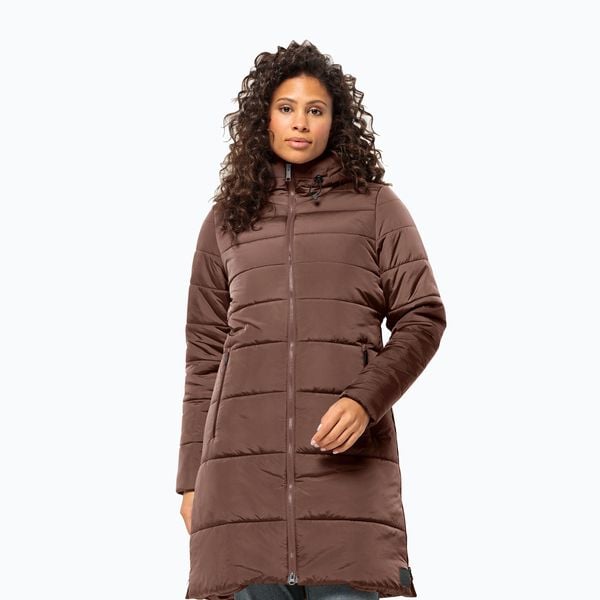 Płaszcz puchowy damski Jack Wolfskin Eisbach. Brązowe płaszcze Jack Wolfskin, l, bez wzorów, z puchu, bez kaptura. Za 629.99 zł.