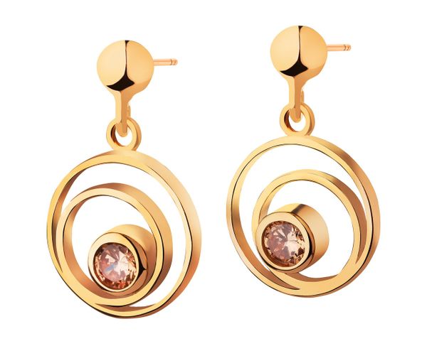 Kolczyki srebrne z cyrkoniami. Szare kolczyki Apart, z cyrkonią, pozłacane. Za 339.00 zł.