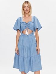 Pepe Jeans Sukienka codzienna Aitana PL953225 Niebieski Regular Fit. Niebieskie sukienki Pepe Jeans, na co dzień, xs, bez wzorów, z bawełny, bez kołnierzyka, bez ramiączek, proste. Za 309.99 zł.