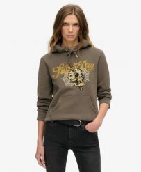 Superdry Bluza z kapturem Tattoo Script z bawełny z recyklingu – Dusky Slate. Szare bluzy Superdry, bez wzorów, z bawełny, z kapturem. Za 339.05 zł.