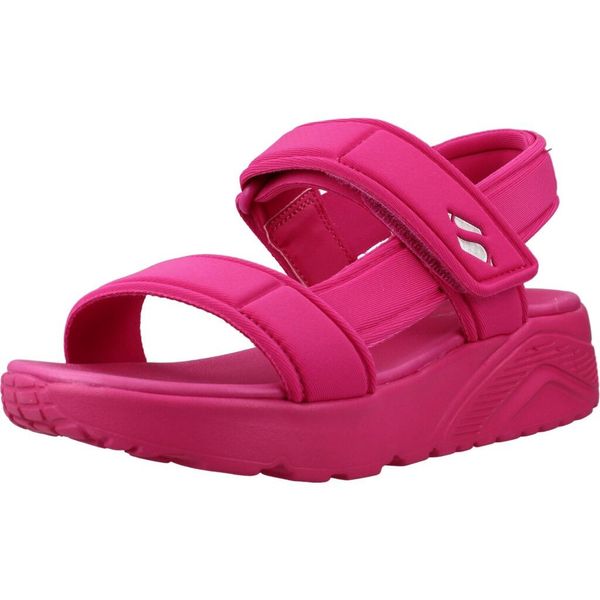 Sandały SKECHERS UNO LITE SANDAL SUNNY STAND Rose. Czerwone sandały Skechers, bez wzorów, z tkaniny, bez obcasa, bez zapięcia. Za 172.99 zł.