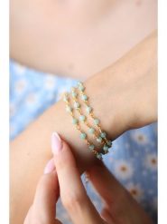 L'Atelier de Gaia Pozłacana bransoletka z akwamarynem rozmiar: onesize. Niebieskie bransoletki L'Atelier de Gaia, z akwamarynem, pozłacane. Za 95.92 zł.