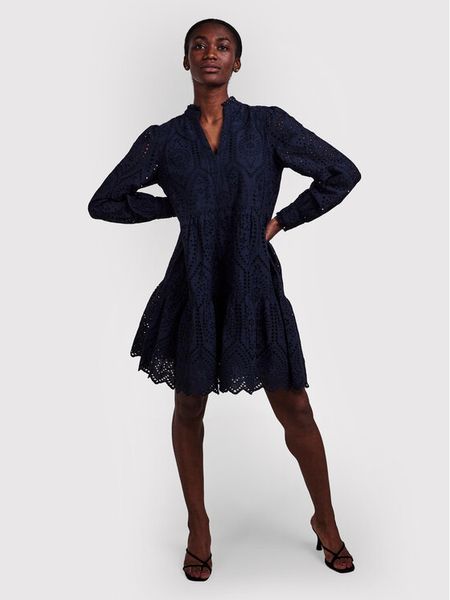 YAS Sukienka codzienna Holi 26027162 Granatowy Relaxed Fit. Niebieskie sukienki YAS, na co dzień, s, bez wzorów, z bawełny, bez kołnierzyka, bez ramiączek, proste. Za 289.99 zł.