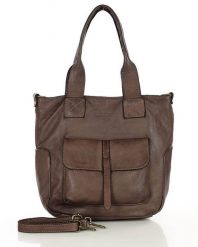 Shopperka skórzana MARCO MAZZINI czekoladowa v247c. Brązowe shopper bez wzorów, ze skóry, bez dodatków. Za 569.05 zł.