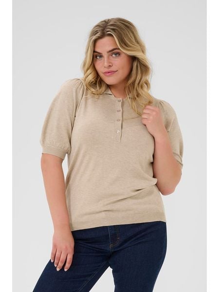 KAFFE curve Sweter w kolorze beżowym rozmiar: XL. Brązowe swetry KAFFE curve, xl, bez wzorów, bez ramiączek. Za 89.95 zł.