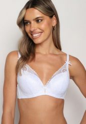 Biały Biustonosz z Koronką Typu Push-Up Selovia. Białe biustonosze Born2be, bez wzorów, z koronki. Za 14.99 zł.