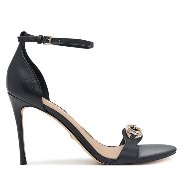 Sandały Guess. Czarne sandały Guess, z aplikacjami, bez obcasa, na szpilce, bez zapięcia. Za 519.99 zł.