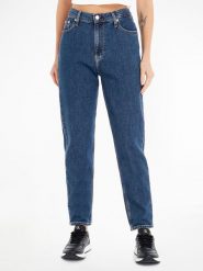 CALVIN KLEIN JEANS Dżinsy - Mom fit - w kolorze granatowym rozmiar: W33. Niebieskie jeansy Calvin Klein Jeans, z aplikacjami, z podwyższonym stanem. Za 271.67 zł.