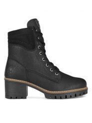 Rieker Trzewiki Y8610-00 Czarny. Czarne botki Rieker, bez wzorów, z materiału, bez obcasa, na słupku, bez zapięcia. Za 335.00 zł.