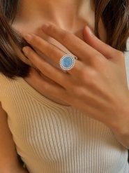 Les Petites Précieuses Srebrny pierścionek z akwamarynem i cyrkonią rozmiar: 56. Niebieskie pierścionki Les Petites Précieuses, z akwamarynem, srebrne. Za 260.99 zł.