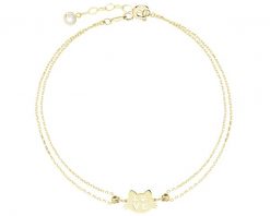 Złota bransoletka z cyrkonią - kot, love. Żółte bransoletki Apart, z cyrkonią, złote. Za 799.00 zł.